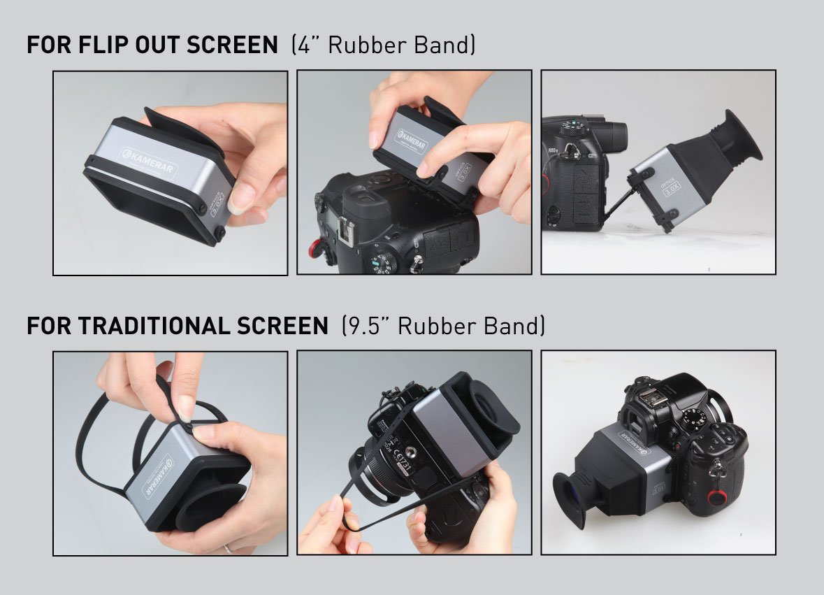 Kamerar CVF-1 Collapsible LCD Viewfinder 3X Magnifier for 3.0, 3.2 DSRL Camera LCD Screen for Canon, Nikon, Pentax, Sony DSLR