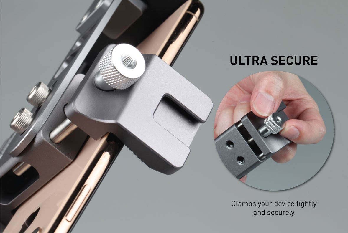 Ztylus Cinema Mount MKIII with Osmo Pocket Clip Kit: Video Stabilizer System for Smartphone and Camera, 3 Cold Shoe Mounts for Accessories, Standard Tripod Thread Mount, Smartphone Rig, Fit Arca Swiss, Solid Aluminum Alloy Grip