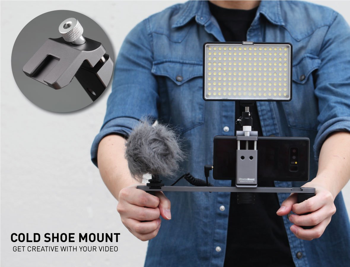 Ztylus Cinema Mount MKIII with Osmo Pocket Clip Kit: Video Stabilizer System for Smartphone and Camera, 3 Cold Shoe Mounts for Accessories, Standard Tripod Thread Mount, Smartphone Rig, Fit Arca Swiss, Solid Aluminum Alloy Grip