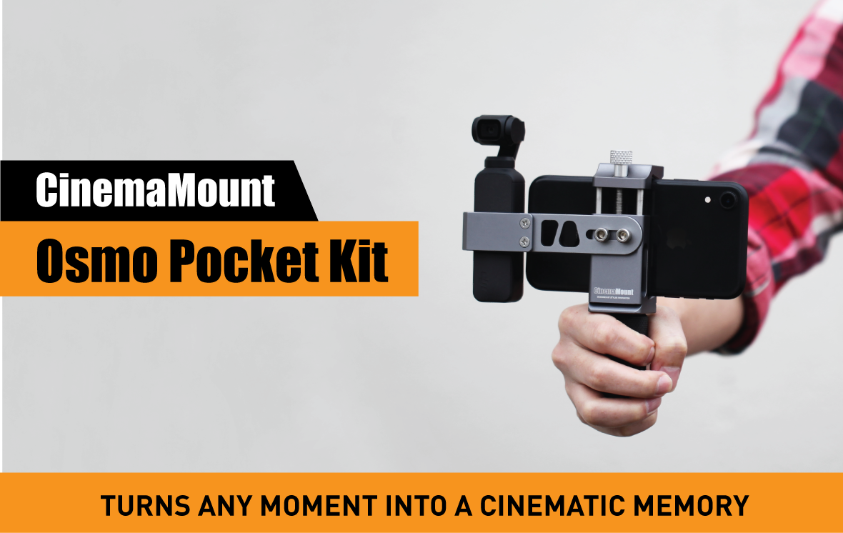 Ztylus Cinema Mount MKIII with Osmo Pocket Clip Kit: Video Stabilizer System for Smartphone and Camera, 3 Cold Shoe Mounts for Accessories, Standard Tripod Thread Mount, Smartphone Rig, Fit Arca Swiss, Solid Aluminum Alloy Grip