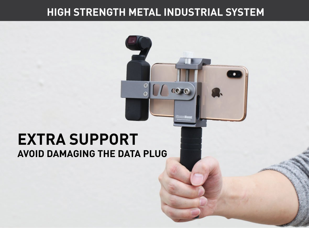 Ztylus Cinema Mount MKIII with Osmo Pocket Clip Kit: Video Stabilizer System for Smartphone and Camera, 3 Cold Shoe Mounts for Accessories, Standard Tripod Thread Mount, Smartphone Rig, Fit Arca Swiss, Solid Aluminum Alloy Grip