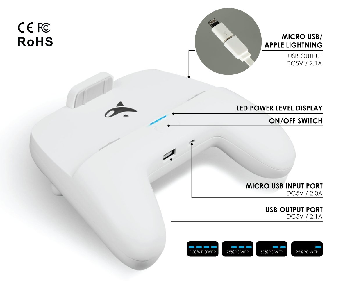 ORCA 10000 mAh Power Bank Game Handle Grip for All SmartPhone