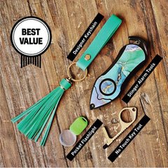 Personal Alarm Keychain Set (Green Marble)
